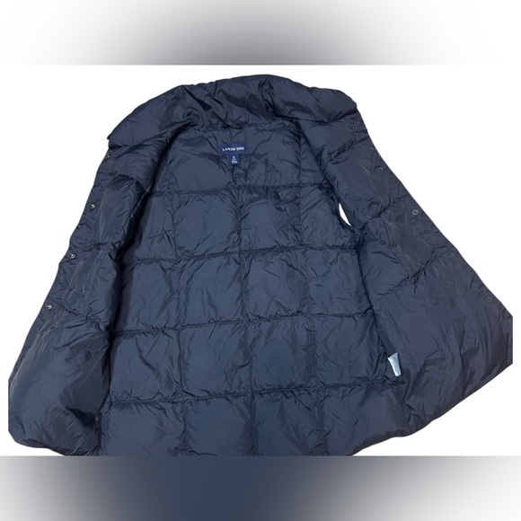 Women's LANDS' END Black Blue Goose Down Quilt Snap-Up Puffer Vest SMALL Y2K - Picture 10 of 13